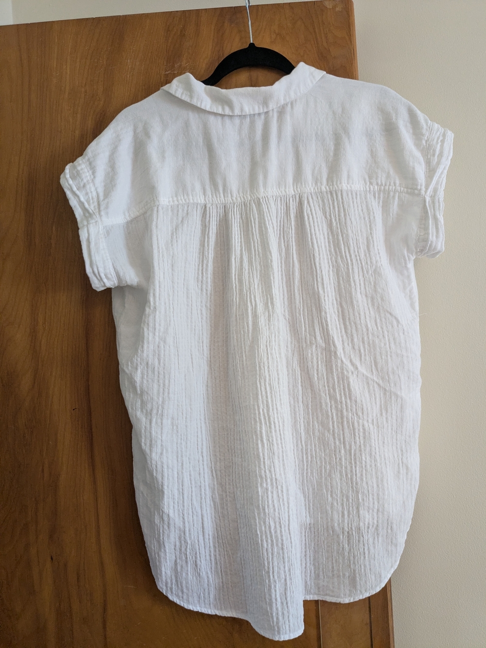 LOFT White Crinkle Dolman Button-Down Shirt - Picture 4 of 11